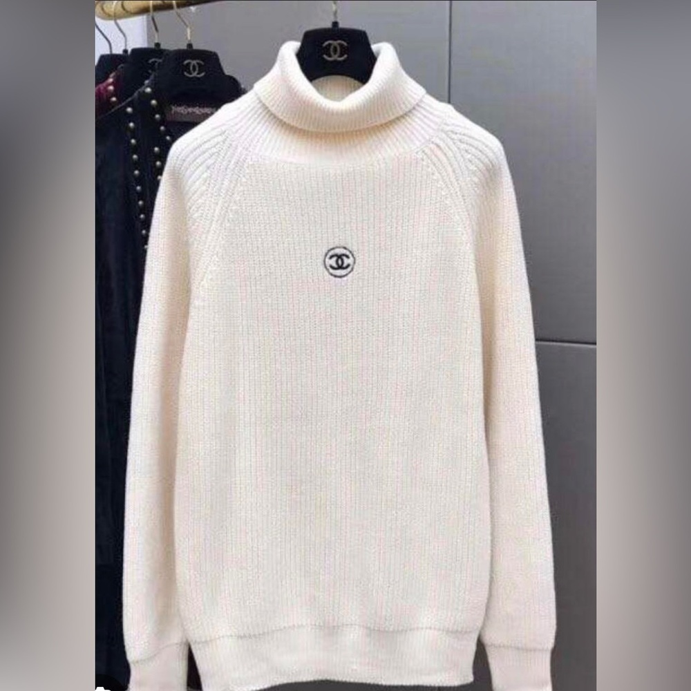 Chanel White Turtleneck Sweater